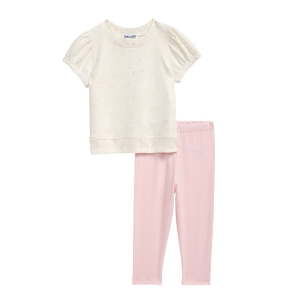 SPLENDID BABY GIRL SPECK PUFF SLEEVES SHIRT & LEGGINGS SET